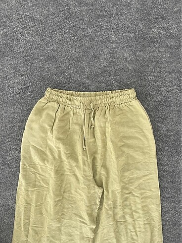 Zara YAĞ YEŞİLİ KETEN PANTOLON