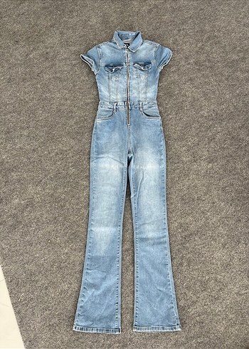 Mavi Denim Kısa Kollu tulum