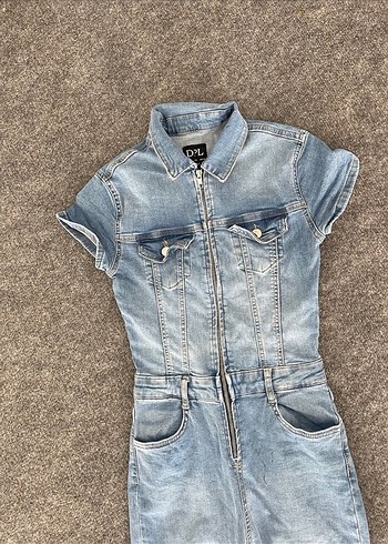 xs Beden mavi Renk Mavi Denim Kısa Kollu tulum