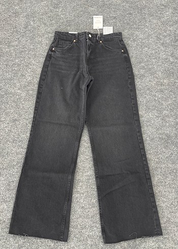 Kadın Eskitmeli Siyah wide leg pantolon