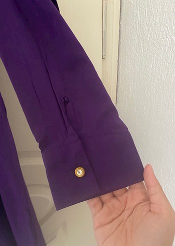 48 Beden mor Renk Düğmeli Mor Uzun Tunik