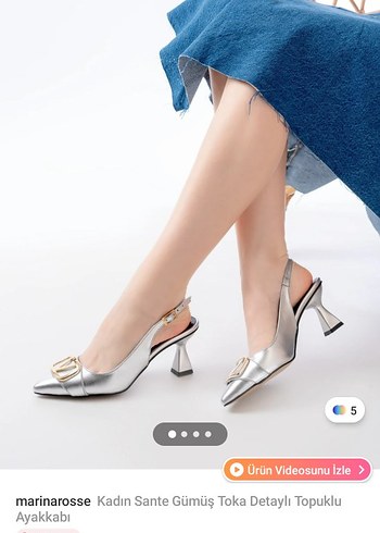 Marinarosse Gümüş Tokalı Stiletto Topuklu Ayakkabı - Görsel 2