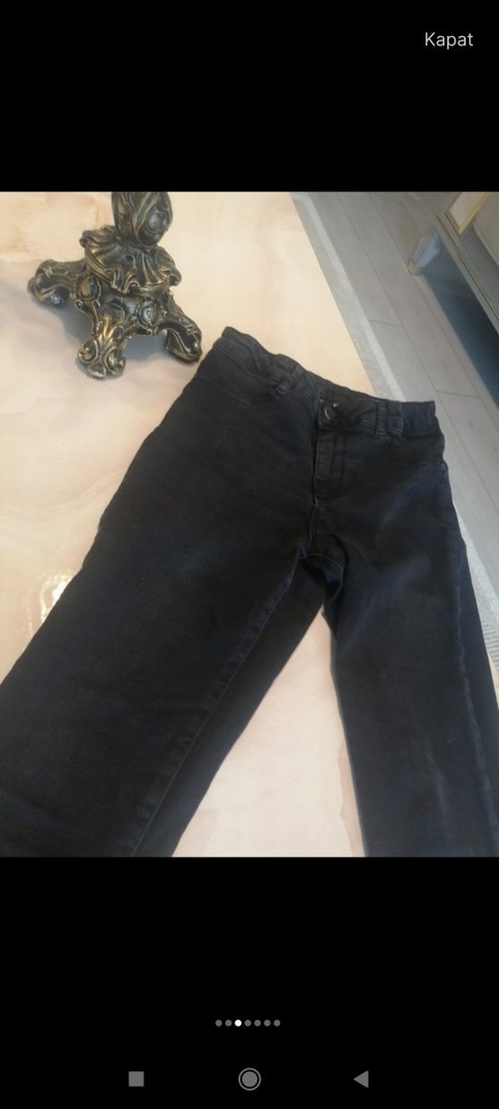 Siyah kız çocuk  Dar Kesim Midi Jean - Görsel 4