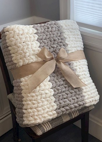 Puffy Renkli Örgü Çocuk Battaniyesi - Görsel 5