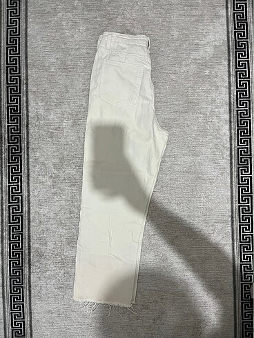 Kırık beyaz straight keten pantolon