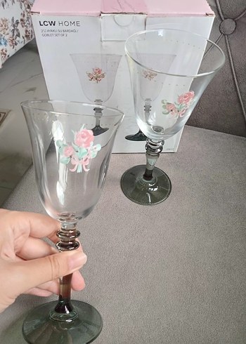 Beden haki Renk ICW HOME Gül Desenli Cam Kadehler Seti