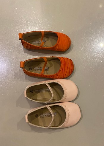 Piliseli Pembe ve turuncu 2 adet Kız Çocuk Babet Ayakkabı - Görsel 4