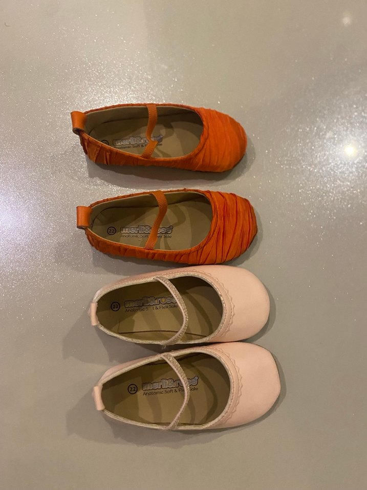 Piliseli Pembe ve turuncu 2 adet Kız Çocuk Babet Ayakkabı - Görsel 4