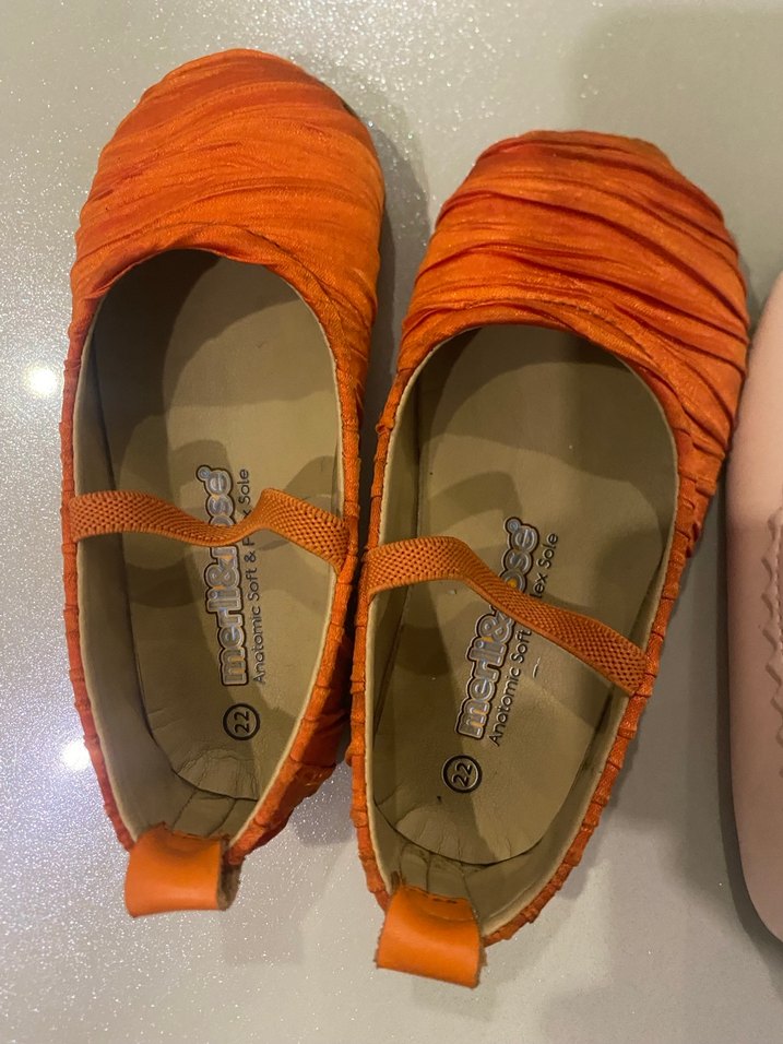 Piliseli Pembe ve turuncu 2 adet Kız Çocuk Babet Ayakkabı - Görsel 5