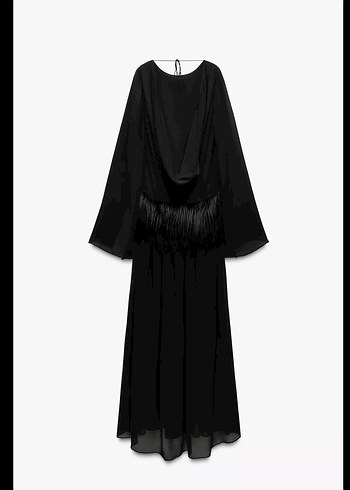 Uzun Siyah Drapeli Gotik Elbise