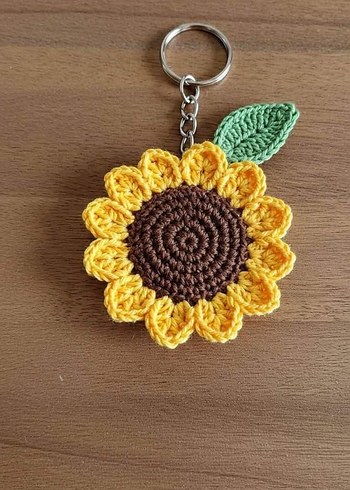 Beden Amigurumi aksesuar Örgü Ayçiçeği ve Arı Anahtarlık