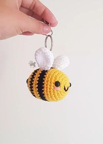 Zara Amigurumi aksesuar Örgü Ayçiçeği ve Arı Anahtarlık