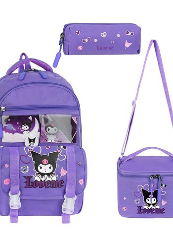 Kuromi Mor Çocuk Okul Çantası Seti