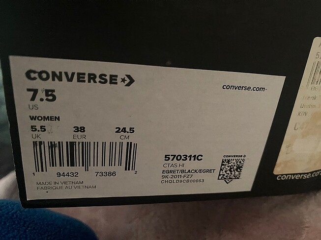 38 Beden siyah Renk Converse chuck taylor