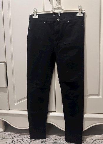 Siyah Midi Boy Bol Kesim Denim Kot