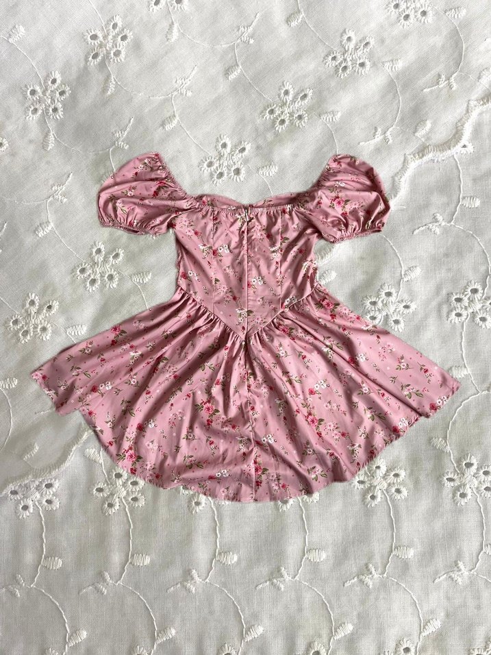 pembe çiçekli prenses elbisesi - Görsel 2