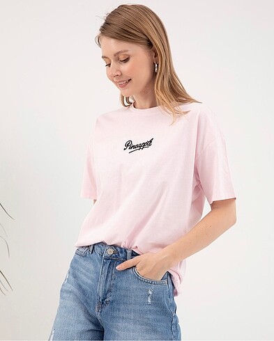 Oversize Yazı Baskılı Tshirt