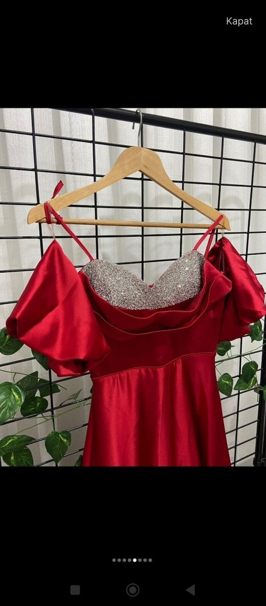 kadın kırmızı gece elbisesi - Görsel 5