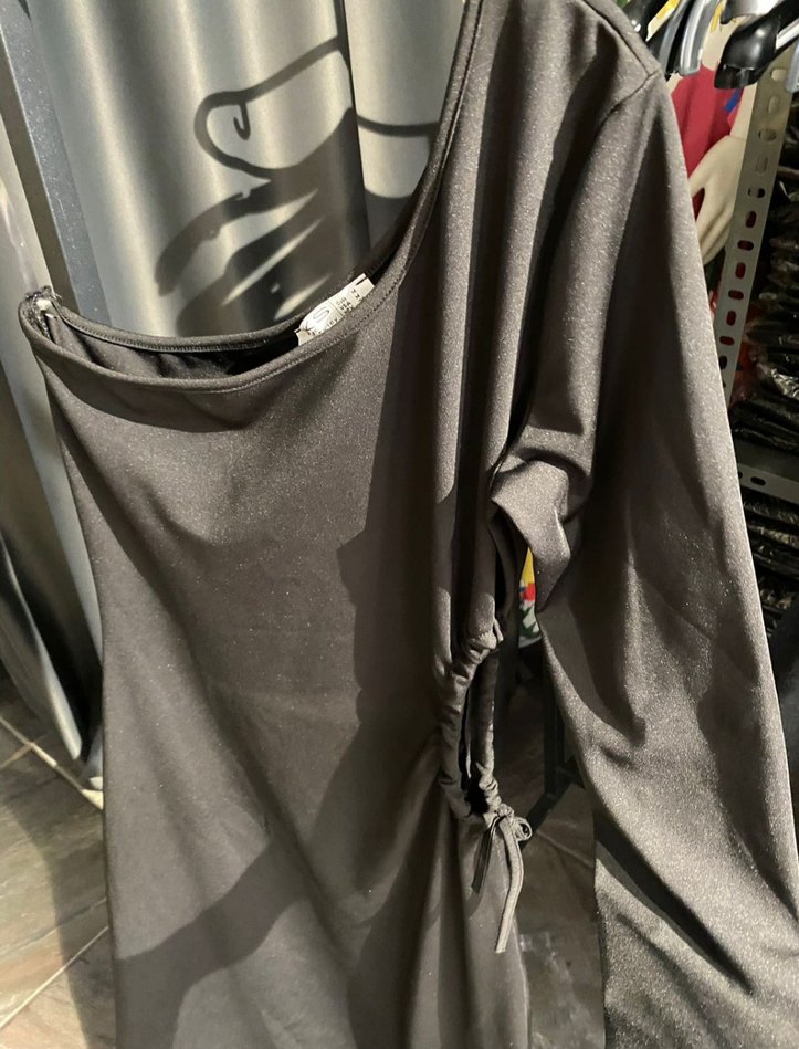 tek kol yan pencereli Maxi elbis - Görsel 3