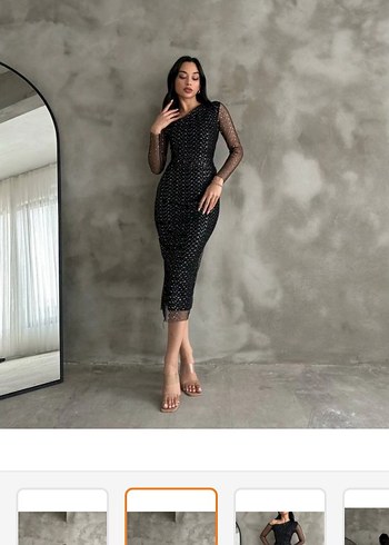 siyah pullu elbise - Görsel 2