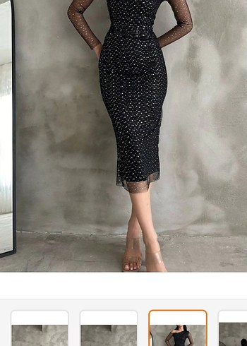 siyah pullu elbise - Görsel 3