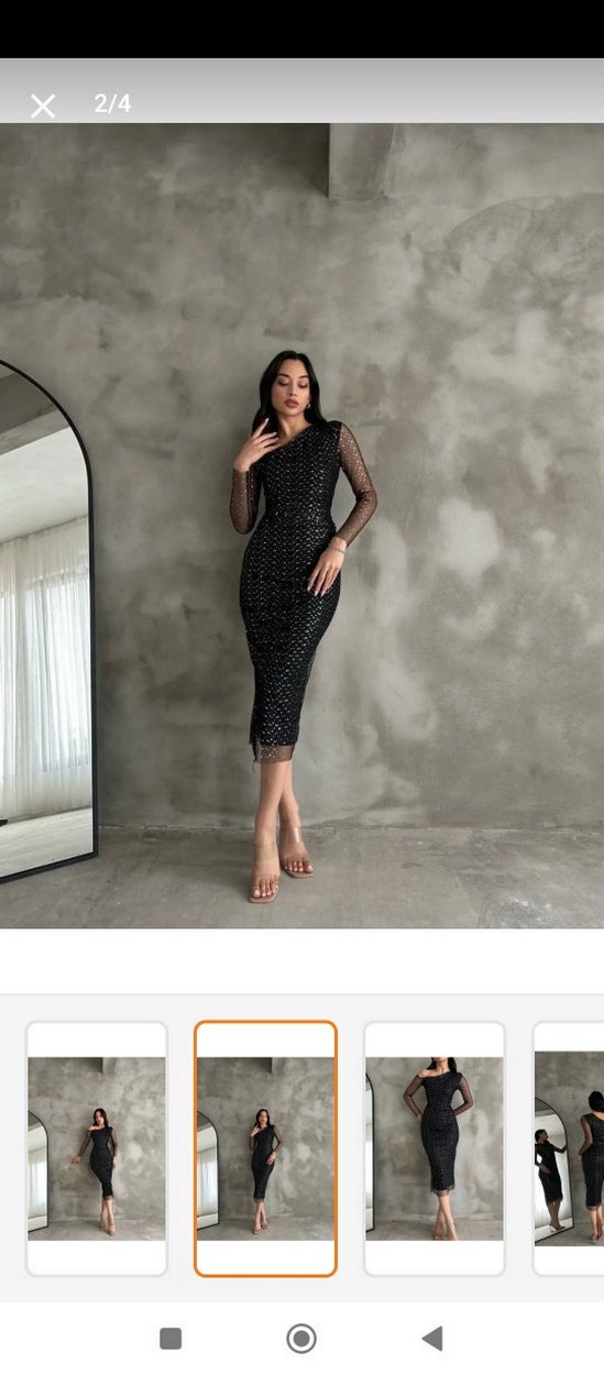 siyah pullu elbise - Görsel 2