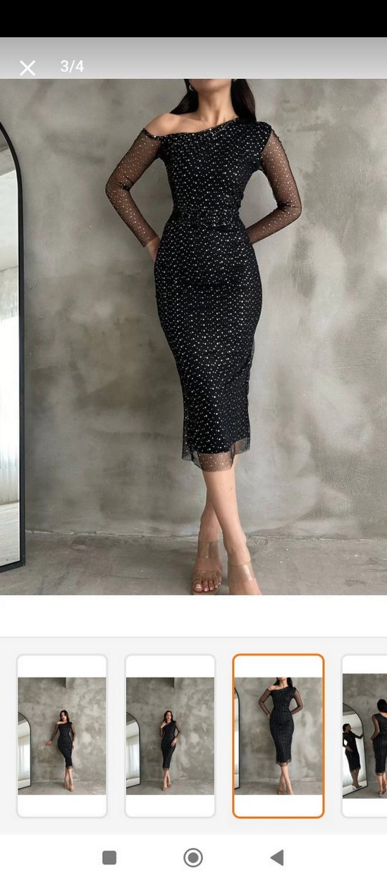 siyah pullu elbise - Görsel 3