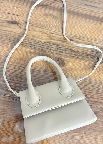 Beden Minimalist Bej Deri Kadın Çanta