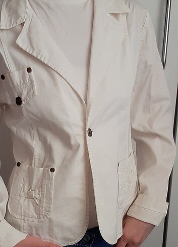 m Beden Vintage beyaz blazer ceket