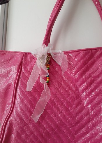 Pembe Deri Kadın Çanta y2k pink - Görsel 8