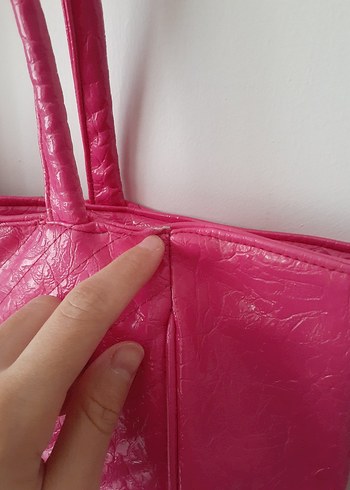 Pembe Deri Kadın Çanta y2k pink - Görsel 5