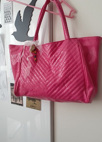 Pembe Deri Kadın Çanta y2k pink - Görsel 2