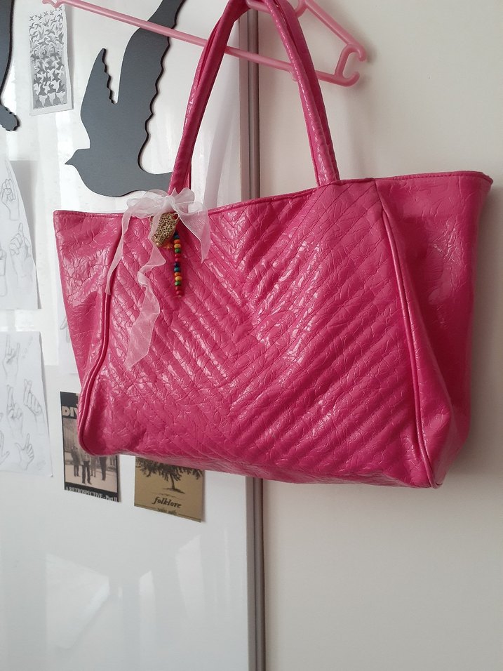 Pembe Deri Kadın Çanta y2k pink - Görsel 2