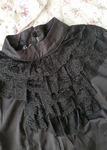 Diğer dantelli Siyah Gotik Gömlek