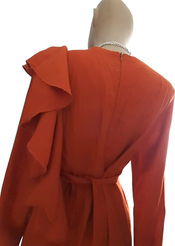 Drapeli abiye tesettür tunik - Görsel 2