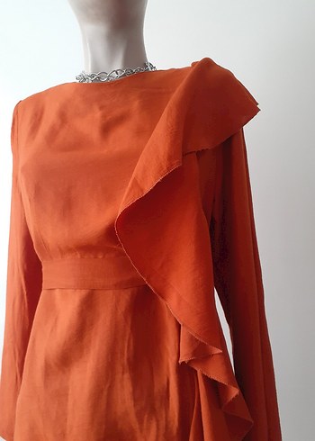 Drapeli abiye tesettür tunik - Görsel 5