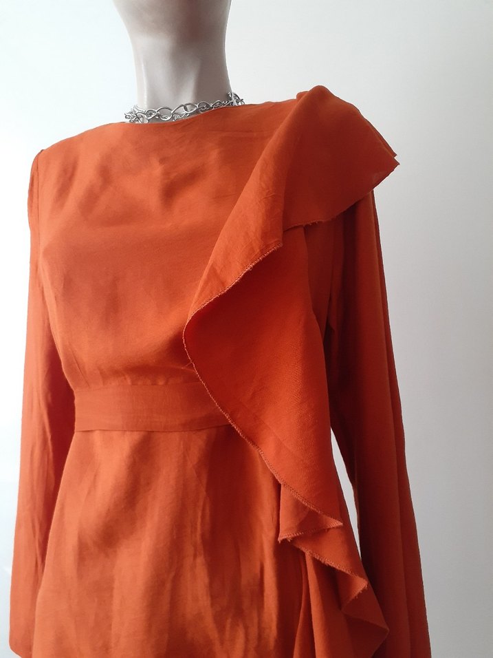 Drapeli abiye tesettür tunik - Görsel 5