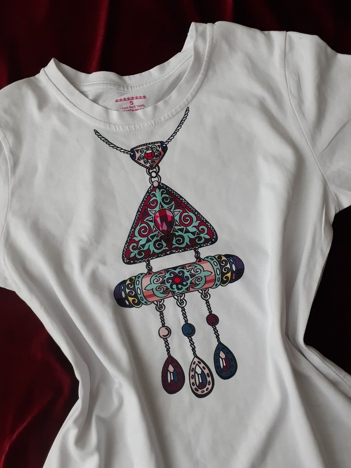 Bohem Renkli Kadın Tişört - Görsel 2