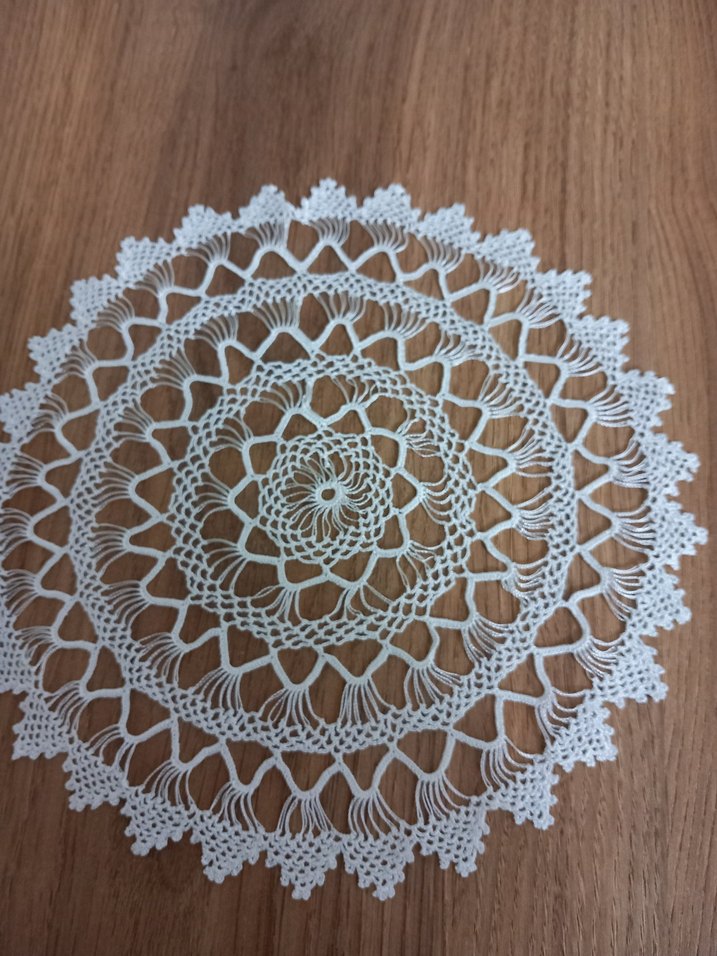 El İşi Beyaz Yuvarlak altı parça dantel - Görsel 2