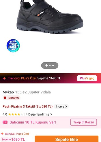 Mekap çelik burun iş ayakkabısı yeni - Görsel 4