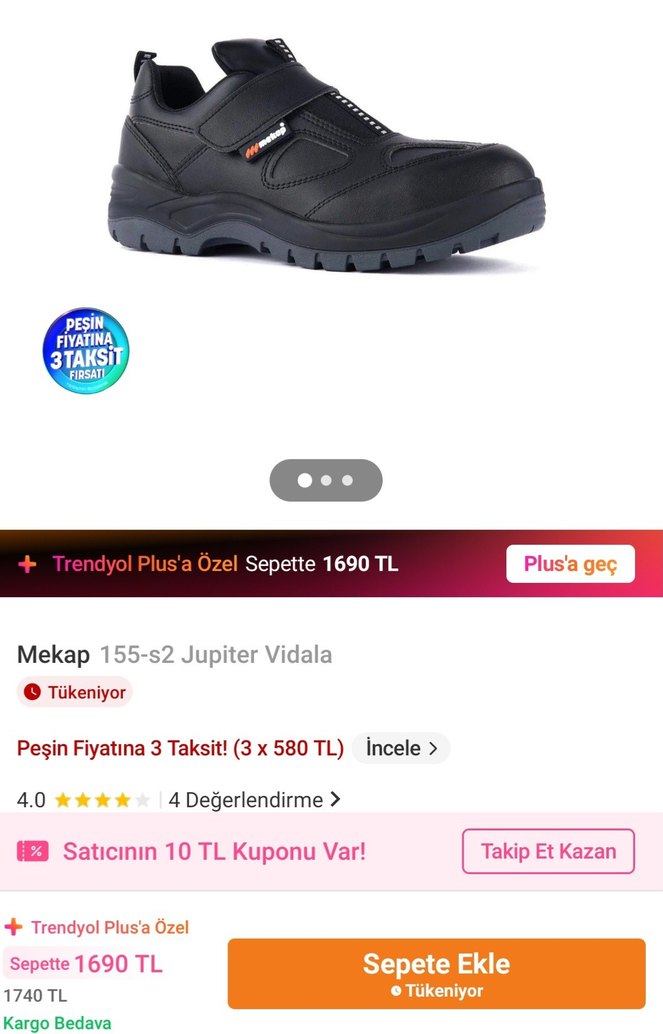 Mekap çelik burun iş ayakkabısı yeni - Görsel 4