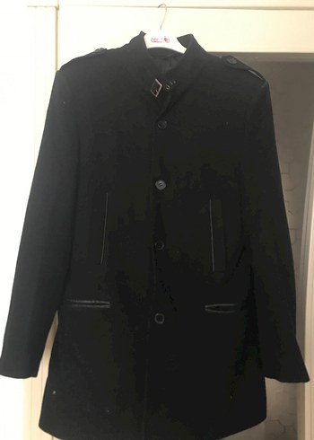 Düğmeli Siyah Erkek Midi Kaban - Görsel 2