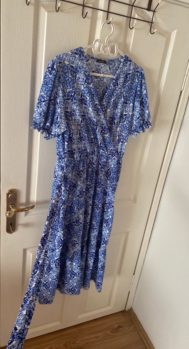 Bohem V Yaka Uzun Salaş Elbise - Görsel 2