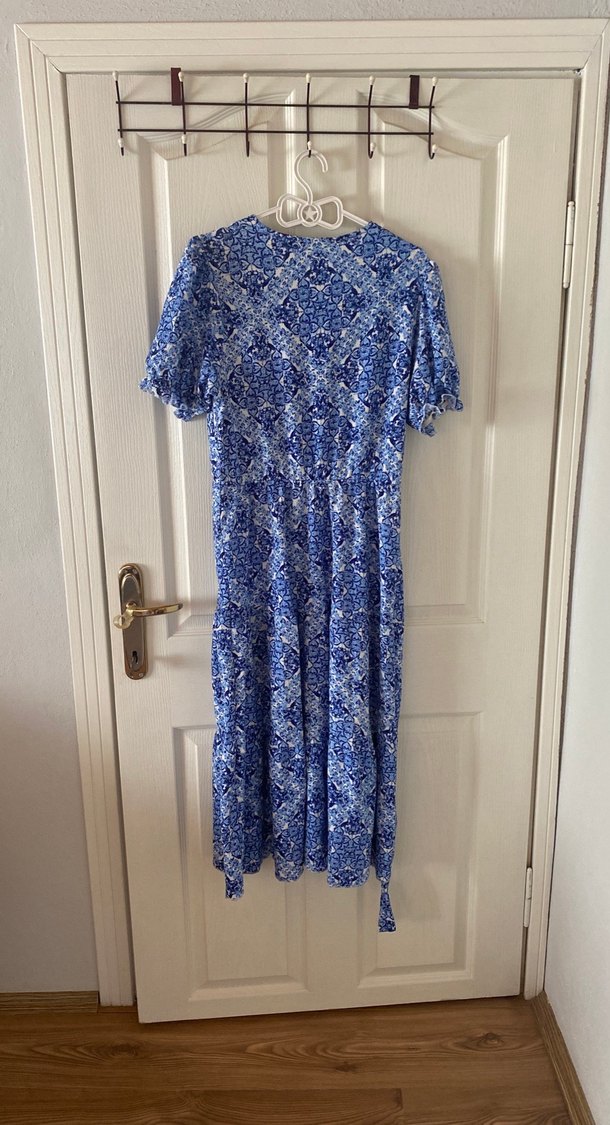 Bohem V Yaka Uzun Salaş Elbise - Görsel 3