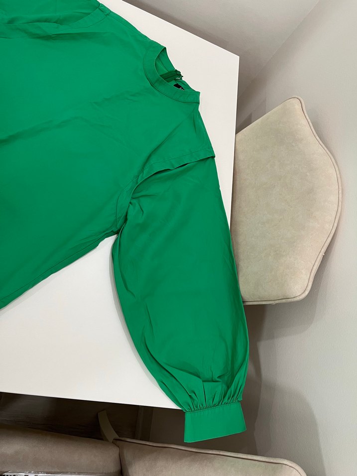 Uzun Kollu Yeşil Tunik - Görsel 3