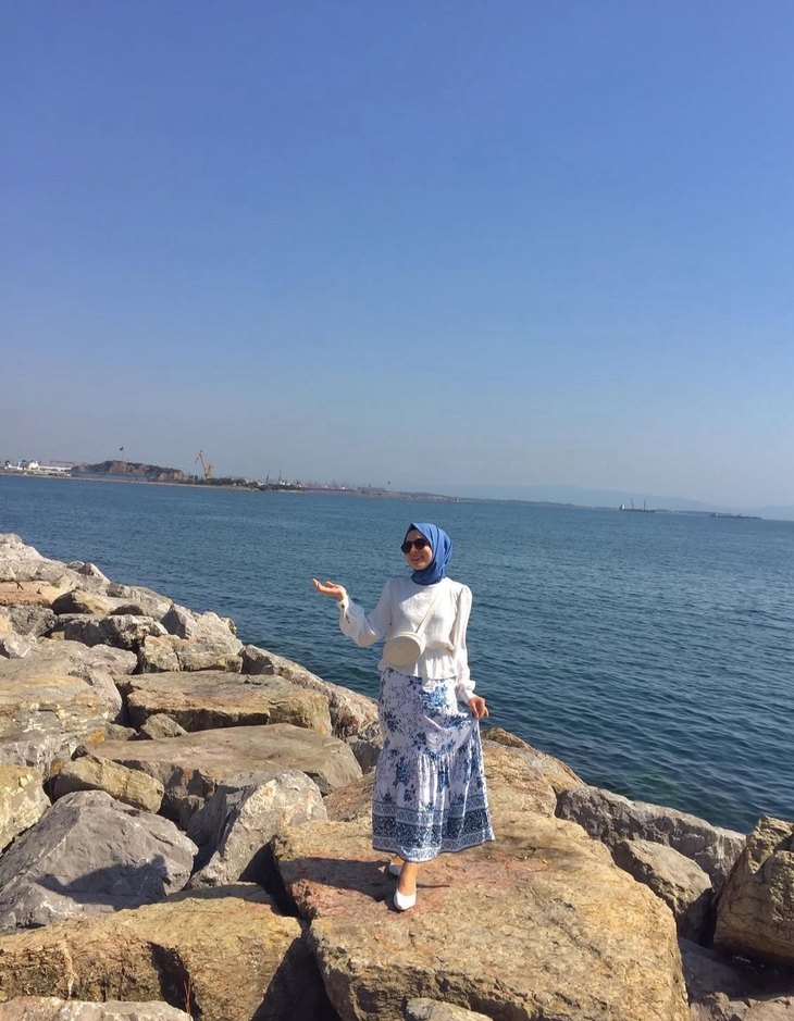 Mavi Desenli Uzun Bohem Etek - Görsel 4