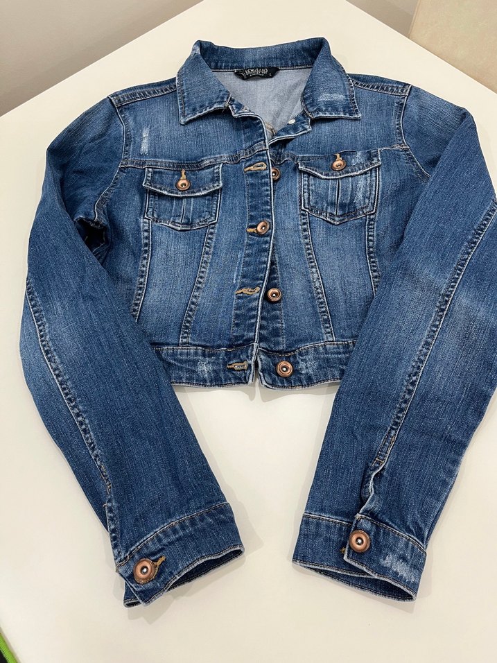 Düğmeli Kadın Mavi Denim Ceket - Görsel 3
