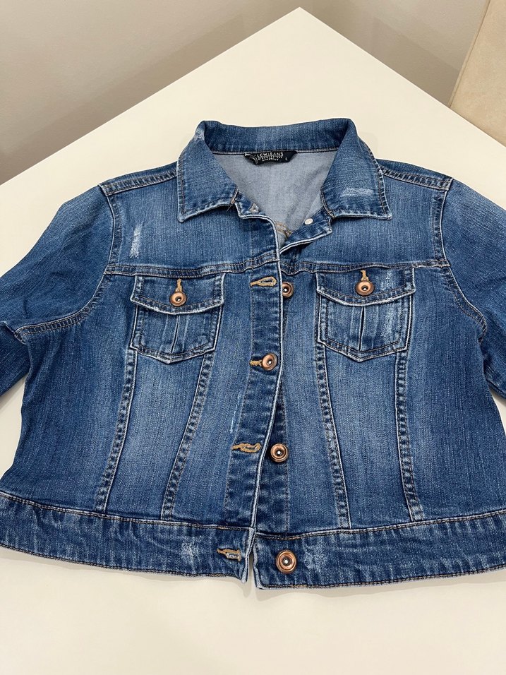 Düğmeli Kadın Mavi Denim Ceket - Görsel 4