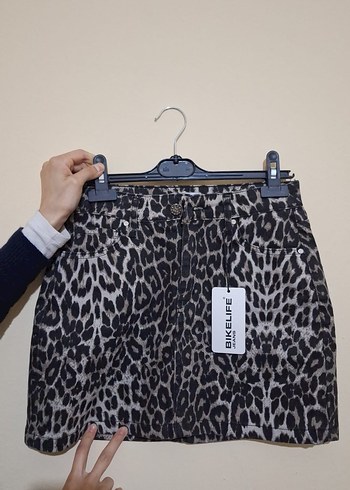 Kahverengi Leopar Desenli Mini Etek - Görsel 2