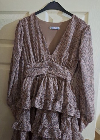 Bej Puantiyeli Kat Kat Mini Elbise - Görsel 3